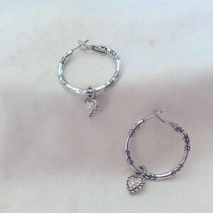 Brighton hoop earrings with a dangling heart